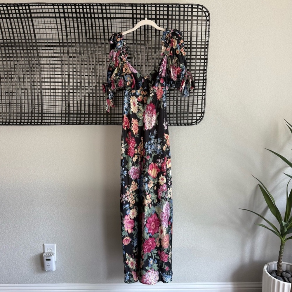 Selkie The Poet Black Floral Slip Dress